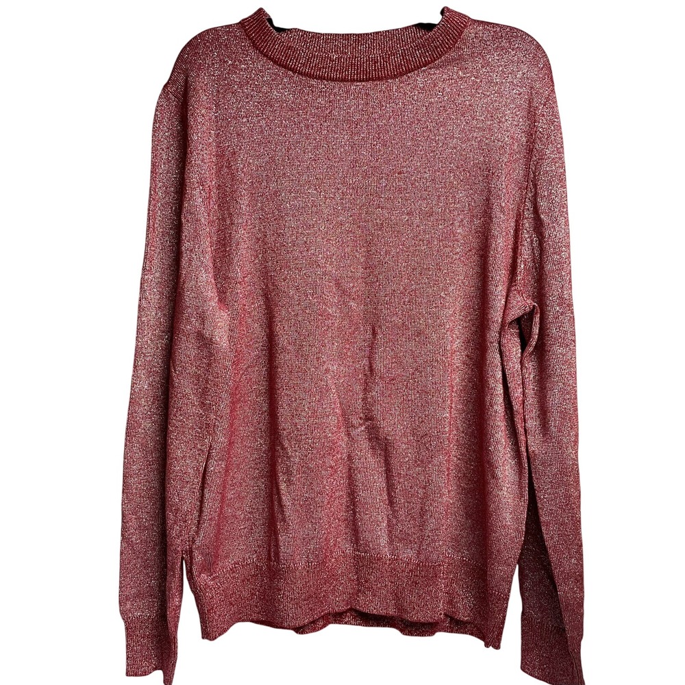 Jeff XL Red Sparkle Knit Long Sleeve Sweater Pullover Metallic Holiday